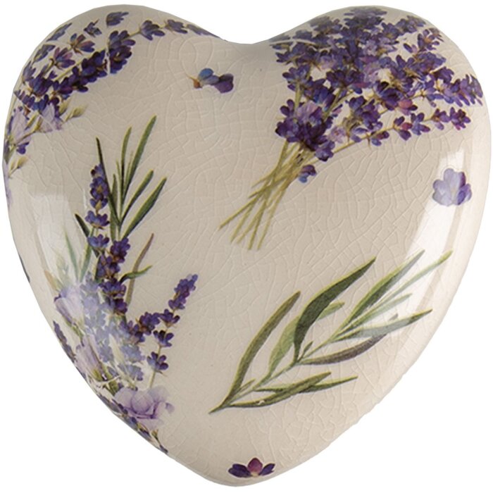Clayre & Eef 6CE1554L Décoration Cœur 11x11x4 cm Violet - Vert
