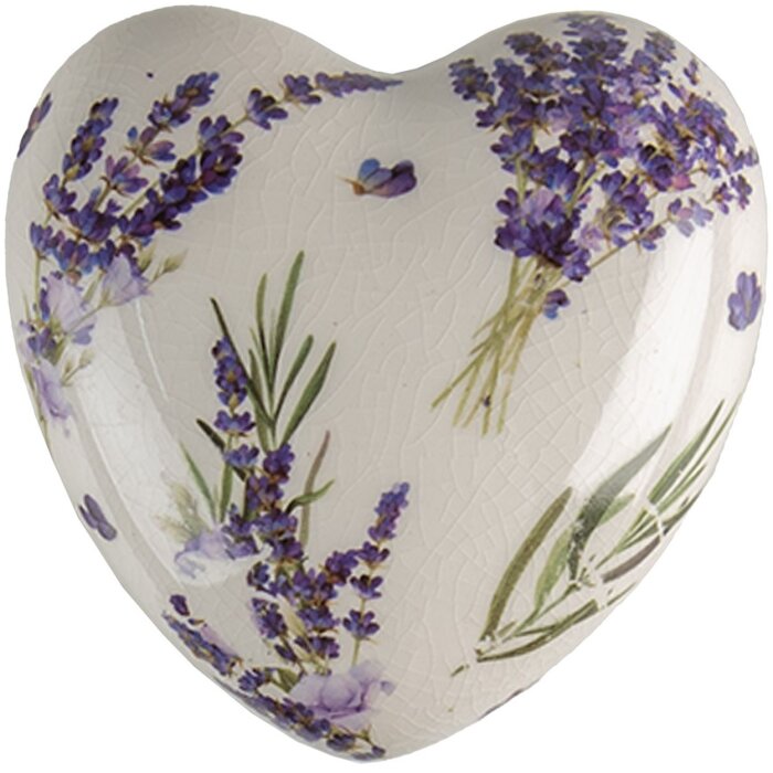 Clayre & Eef 6CE1554M Décoration Cœur 8x8x4 cm Violet - Vert