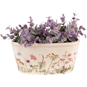Clayre & Eef 6CE1557M Décoration Pot de fleurs 23x10x11 cm Rose - Beige Ovale