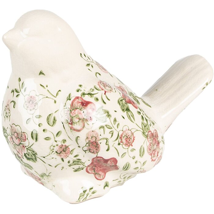 Clayre & Eef 6CE1567L Décoration Oiseau 19x11x14 cm Rose - Beige