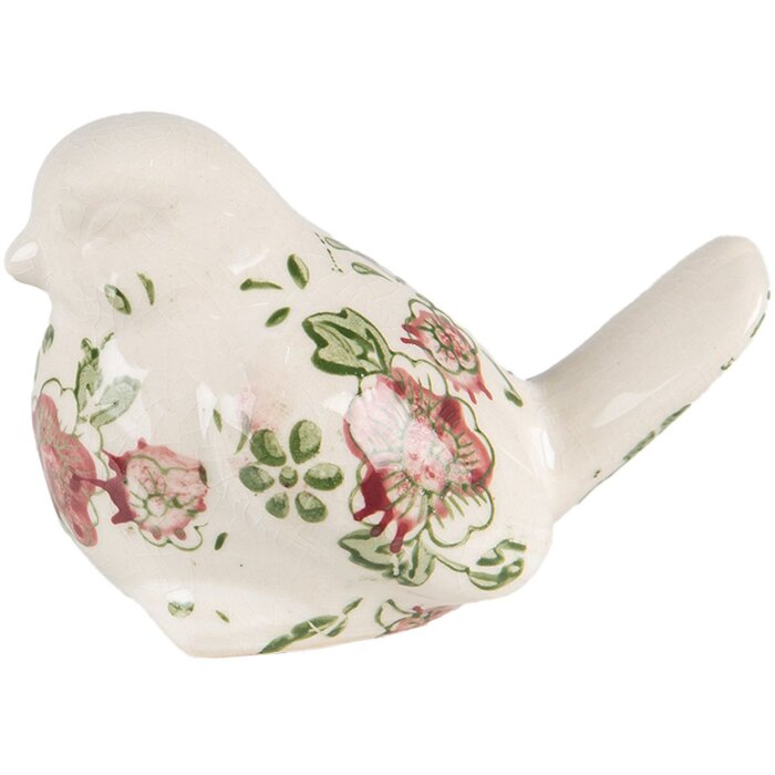 Clayre & Eef 6CE1567M Décoration Oiseau Céramique Rose Beige 10x6x7 cm