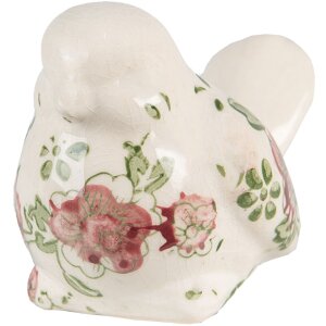 Clayre & Eef 6CE1567M Décoration Oiseau Céramique Rose Beige 10x6x7 cm