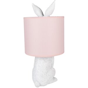 Clayre & Eef 6LMC0013WP Lampe de table Lapin Ø20x43 cm E27 60W blanc rose