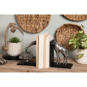 Clayre & Eef 6PR3635 serre-livres girafe argent 30x10x18 cm 2 pièces