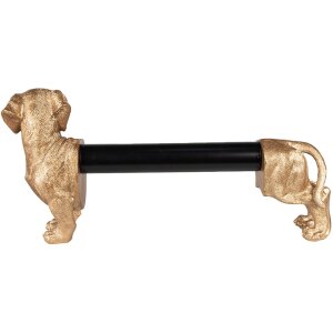 Clayre & Eef 6PR3637 Porte-rouleau de cuisine Chien Or Noir 46x15x21 cm