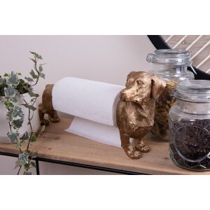 Clayre & Eef 6PR3637 Porte-rouleau de cuisine Chien Or Noir 46x15x21 cm