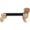 Clayre & Eef 6PR3637 Porte-rouleau de cuisine Chien Or Noir 46x15x21 cm