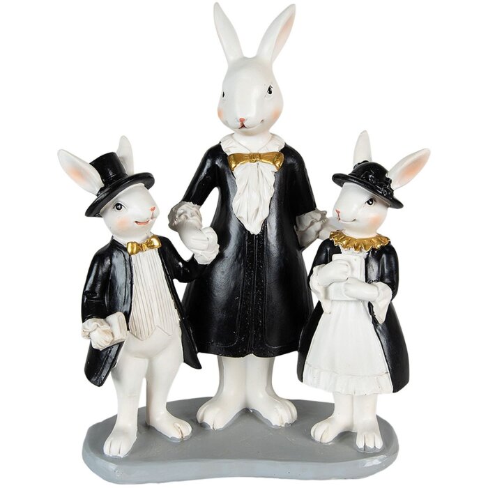 Clayre & Eef 6PR3873 Décoration Lapin 16x8x21 cm noir blanc style rustique