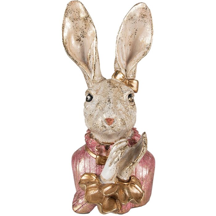 Clayre & Eef 6PR3887 Décoration Lapin Beige Rose 11x12x24 cm