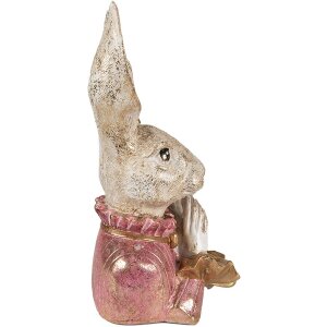 Clayre & Eef 6PR3887 Décoration Lapin Beige Rose 11x12x24 cm