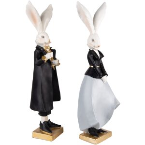 Clayre & Eef 6PR4889 Décoration Lapin 14x12x47 - 14x12x47 cm Noir - Gris