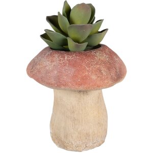 Clayre & Eef 6TE0460L Pot de fleurs champignon Ø 21x23 cm brun - rouge