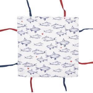 Clayre & Eef SSF47 Panier à pain 35x35x8 cm Blanc - Bleu Carré