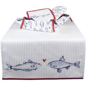Clayre & Eef SSF47 Panier à pain 35x35x8 cm Blanc - Bleu Carré