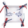 Clayre & Eef SSF47 Panier à pain 35x35x8 cm Blanc - Bleu Carré