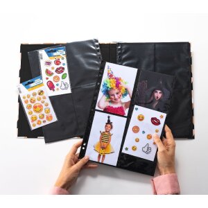 HERMA 7711 Fotophan Pochettes transparentes pour photos 10x15 cm de haut noir 250 pochettes