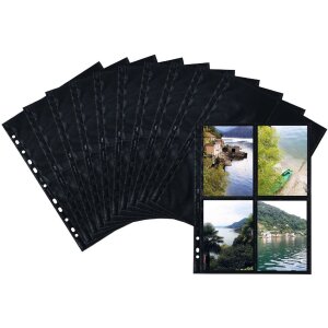 HERMA 7711 Fotophan Pochettes transparentes pour photos 10x15 cm de haut noir 250 pochettes