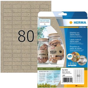 HERMA 10751 Papier silphie Étiquettes A4 35.6x16.9 mm brun naturel adhésives permanentes
