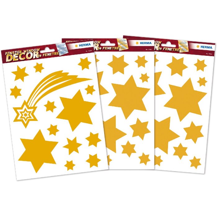 HERMA 15545 Set décorations de fenêtre Noël étoiles or 44 pièces