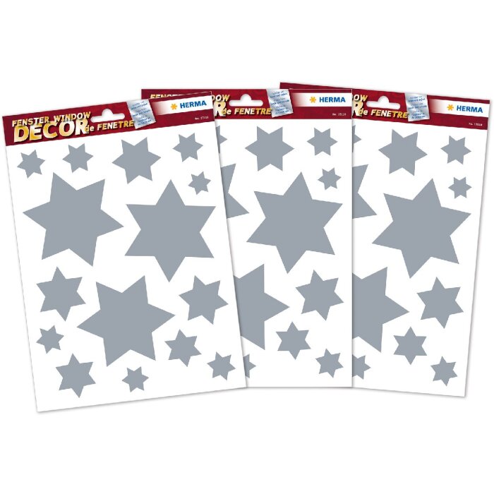 HERMA 15547 Set décorations de fenêtre Noël étoiles argentées 45 pièces