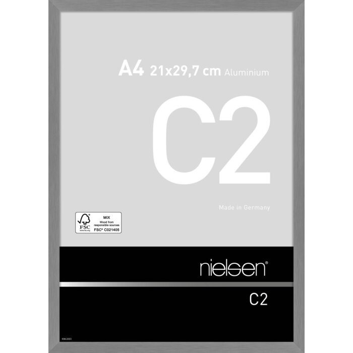 Cadre photo en aluminium Nielsen C2 structure gris mat 21x29,7 cm verre acrylique