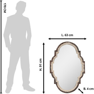 Clayre & Eef 52S300 Miroir mural brun beige 63x4x91 cm