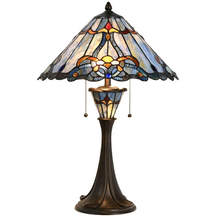 LumiLamp 5LL-6313 Lampe de table Tiffany Bleu Ø 40x61 cm E27-max 2x60W