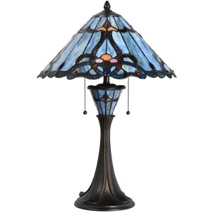 LumiLamp 5LL-6313 Lampe de table Tiffany Bleu Ø 40x61 cm E27-max 2x60W