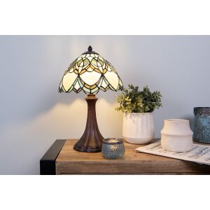 LumiLamp 5LL-6334 Lampe de table Tiffany Beige Ø 25x42 cm E14-max 1x40W