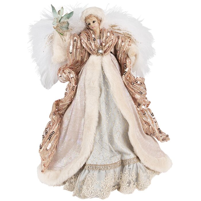 Clayre & Eef 65261 Décoration Ange Beige Rose 21x12x35 cm Décoration de Noël