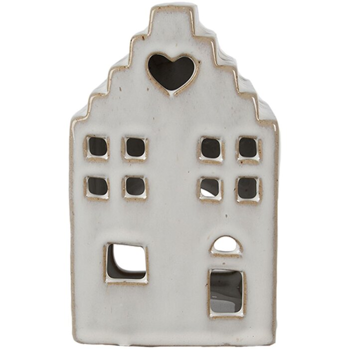 Clayre & Eef 6CE1588M Bougeoir Noël Petite maison Beige 9x7x14 cm
