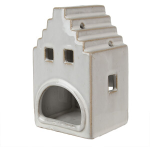 Clayre & Eef 6CE1588M Bougeoir Noël Petite maison Beige 9x7x14 cm