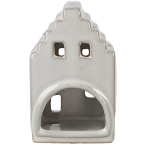 Clayre & Eef 6CE1588S Porte-bougie à chauffe-plat Noël Petite maison Beige 7x6x11 cm