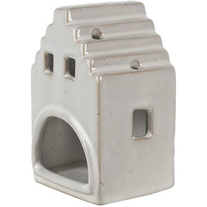 Clayre & Eef 6CE1588S Porte-bougie à chauffe-plat Noël Petite maison Beige 7x6x11 cm