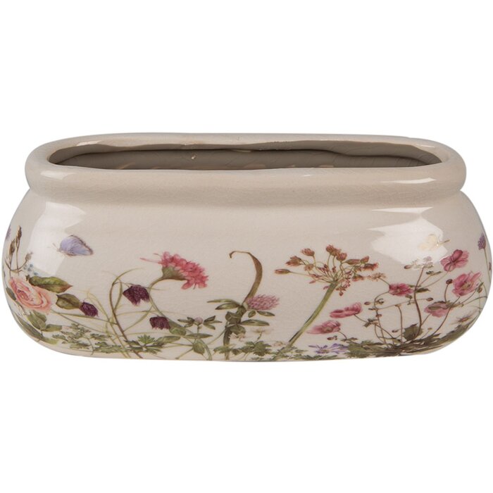 Clayre & Eef 6CE1602S Pot de fleurs pour lintérieur Rose Beige 18x7x7 cm