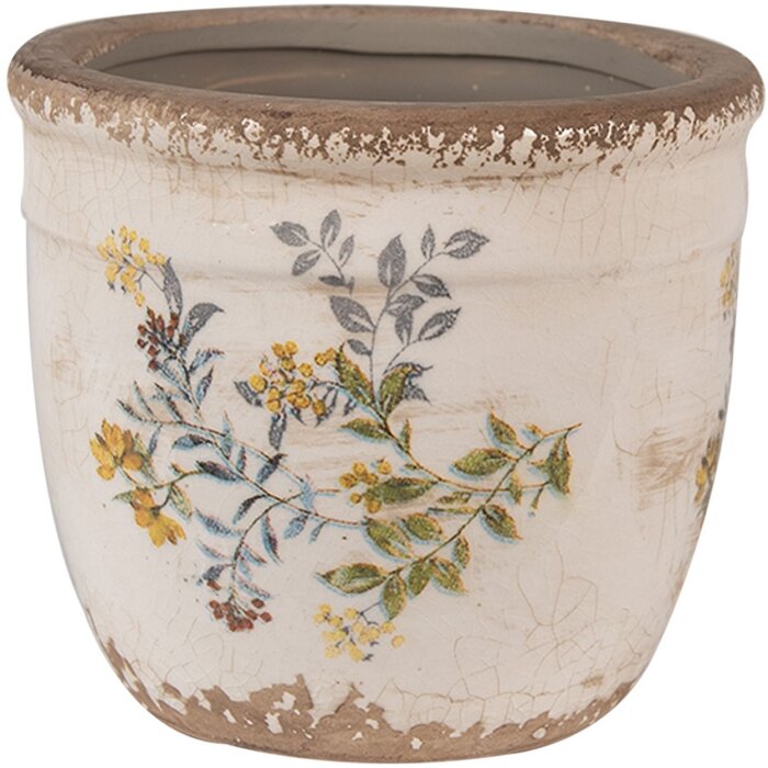 Clayre & Eef 6CE1607S Pot de fleurs pour intérieur Beige Jaune Ø 13x11 cm