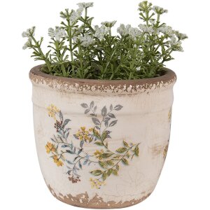 Clayre & Eef 6CE1607S Pot de fleurs pour intérieur Beige Jaune Ø 13x11 cm