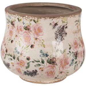 Clayre & Eef 6CE1612M Pot de fleurs pour intérieur Beige Rose Ø 18x15 cm