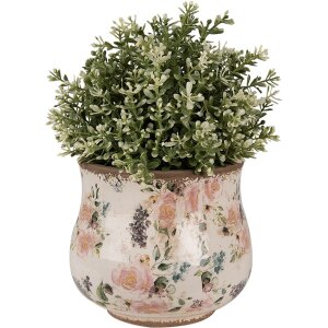 Clayre & Eef 6CE1612S Pot de fleurs pour intérieur Beige Rose Ø 16x14 cm