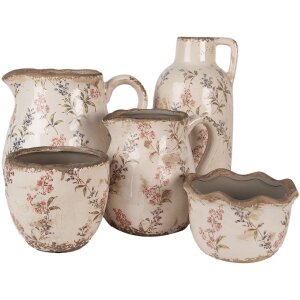 Clayre & Eef 6CE1615L Pot de fleurs pour intérieur Beige Rose Ø 18x17 cm