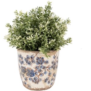 Clayre & Eef 6CE1619XS Pot de fleurs pour intérieur Beige Bleu Ø 11x10 cm
