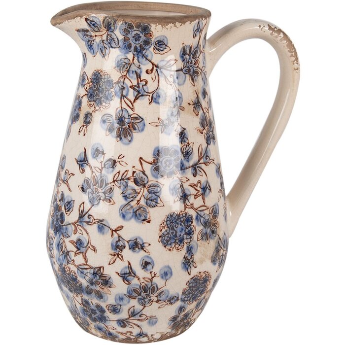 Clayre & Eef 6CE1621M Pichet décoratif Beige Bleu 20x14x25 cm