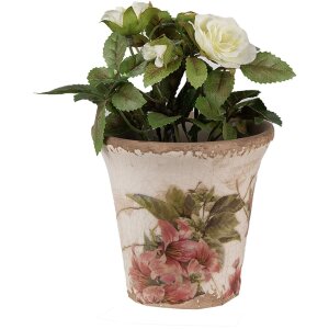 Clayre & Eef 6CE1627S Pot de fleurs pour intérieur Beige Rose Ø 9x8 cm