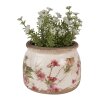 Clayre & Eef 6CE1628S Pot de fleurs en céramique Beige Rose Ø 12x10 cm Maison de campagne