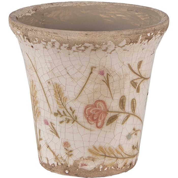 Clayre & Eef 6CE1629S Pot de fleurs intérieur Céramique Beige Rose Ø 9x8 cm