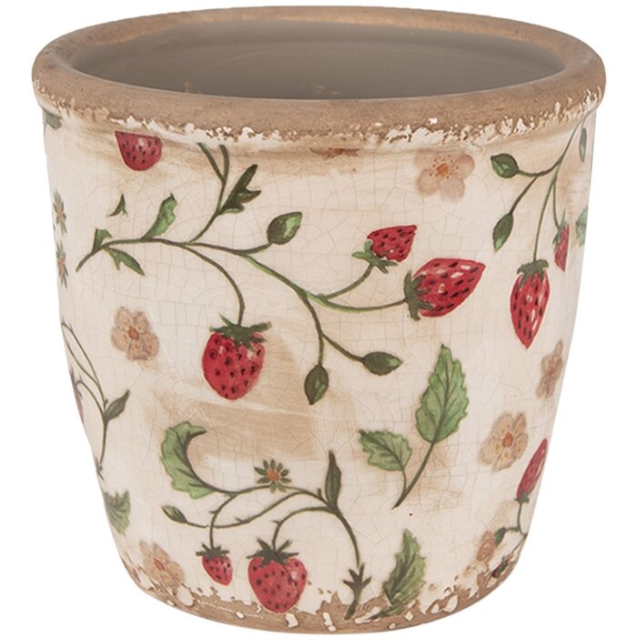 Clayre & Eef 6CE1631S Pot de fleurs pour intérieur Beige Rouge Ø 13x13 cm
