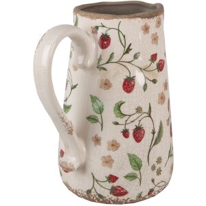 Clayre & Eef 6CE1633L Pichet décoratif Beige Rouge Céramique 21x15x23 cm style rustique