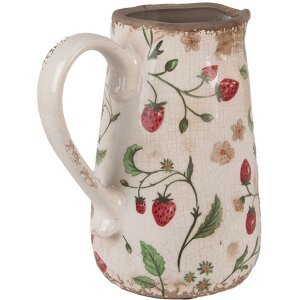 Clayre & Eef 6CE1633M Pichet décoratif Beige Rouge 17x12x18 cm