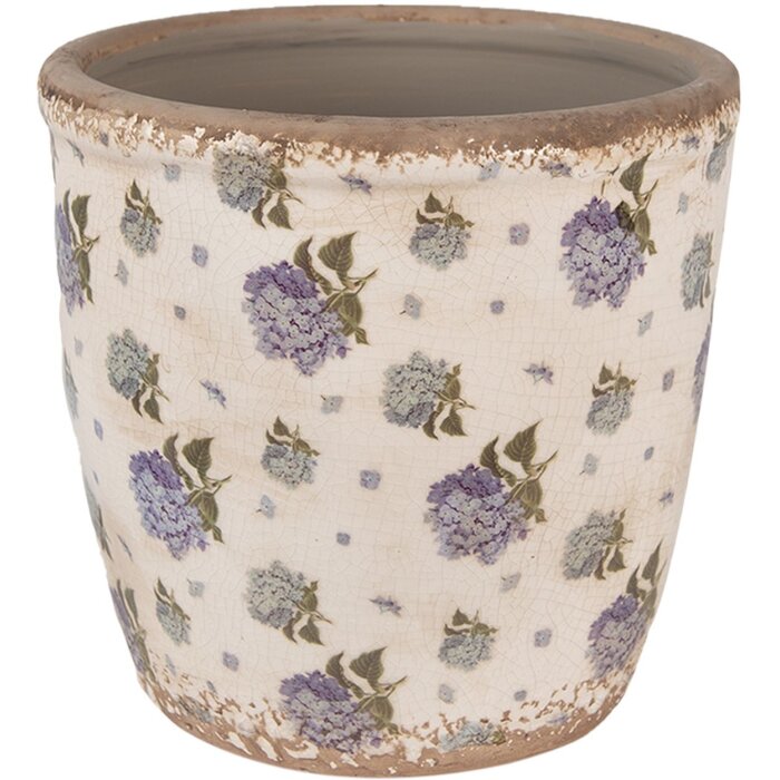 Clayre & Eef 6CE1638L Pot de fleurs pour intérieur Beige Bleu Ø 16x16 cm