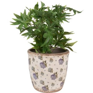 Clayre & Eef 6CE1638L Pot de fleurs pour intérieur Beige Bleu Ø 16x16 cm